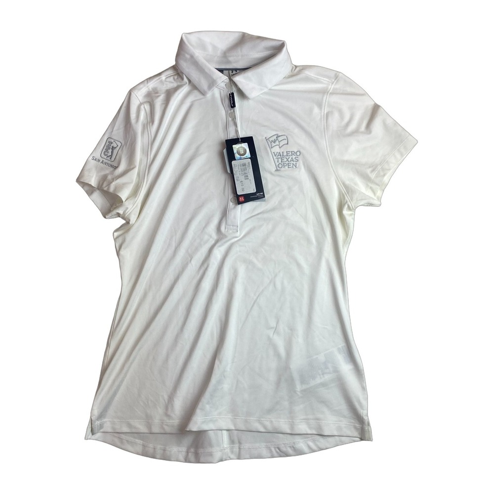 Under Armour HeatGear Golf Polo Women's Small Valero Texas Open White NWT